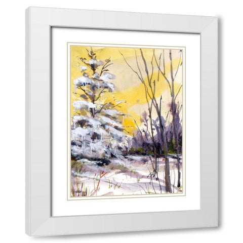 Yellow Dawn White Modern Wood Framed Art Print with Double Matting by Randy Noble Fine Art