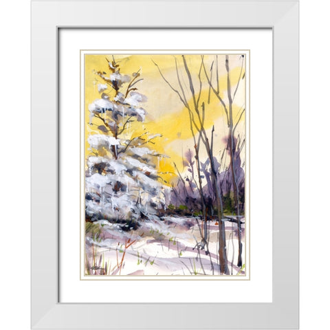 Yellow Dawn White Modern Wood Framed Art Print with Double Matting by Randy Noble Fine Art