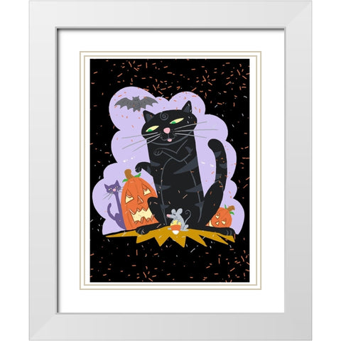 October Cat White Modern Wood Framed Art Print with Double Matting by Randy Noble Fine Art