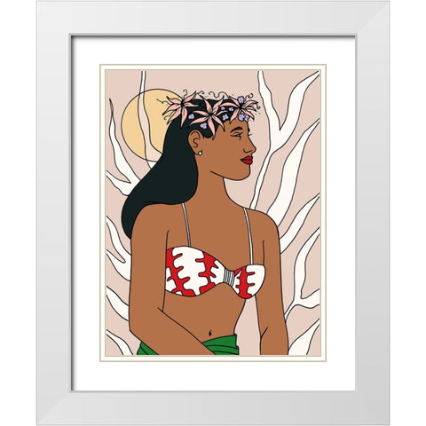 Tropical Beauties 2 White Modern Wood Framed Art Print with Double Matting by Randy Noble Fine Art