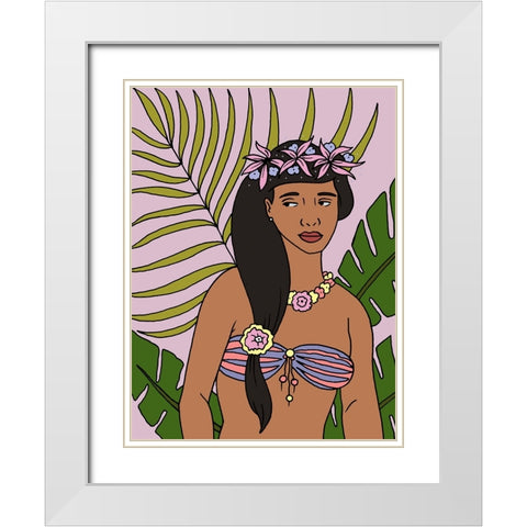 Tropical Beauties 3 White Modern Wood Framed Art Print with Double Matting by Randy Noble Fine Art