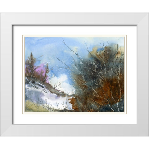 Bend Brush White Modern Wood Framed Art Print with Double Matting by Randy Noble Fine Art