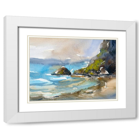 Early Surf White Modern Wood Framed Art Print with Double Matting by Randy Noble Fine Art