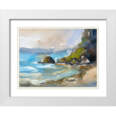 Early Surf White Modern Wood Framed Art Print with Double Matting by Randy Noble Fine Art