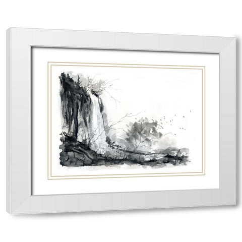 Waterfall White Modern Wood Framed Art Print with Double Matting by Randy Noble Fine Art