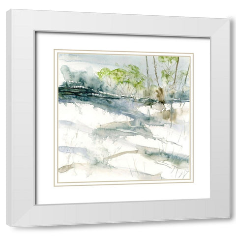 Spring Snow White Modern Wood Framed Art Print with Double Matting by Randy Noble Fine Art