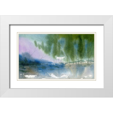Purple Mountains White Modern Wood Framed Art Print with Double Matting by Randy Noble Fine Art
