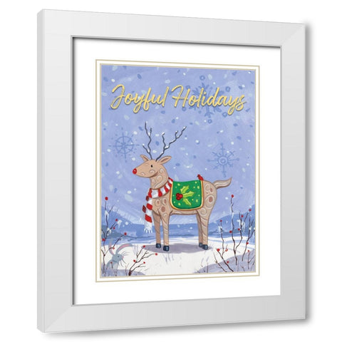 Joyful Holidays White Modern Wood Framed Art Print with Double Matting by Randy Noble Fine Art