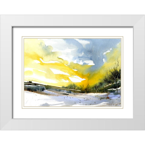 Poetic Winter White Modern Wood Framed Art Print with Double Matting by Randy Noble Fine Art