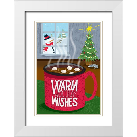 Warm Holiday Wishes White Modern Wood Framed Art Print with Double Matting by Randy Noble Fine Art