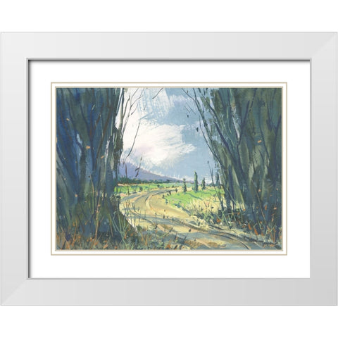 Distant Valley White Modern Wood Framed Art Print with Double Matting by Randy Noble Fine Art