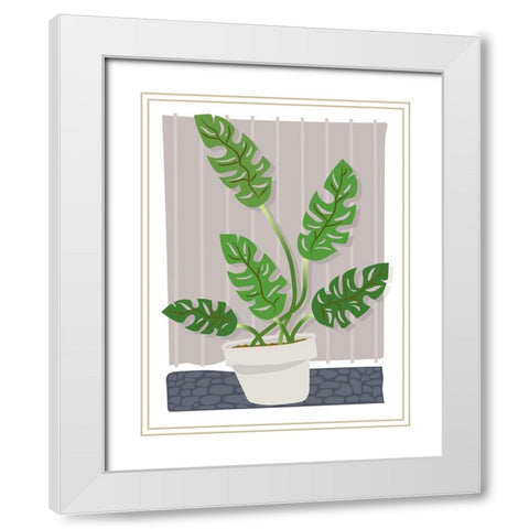 Monstera White Modern Wood Framed Art Print with Double Matting by Randy Noble Fine Art