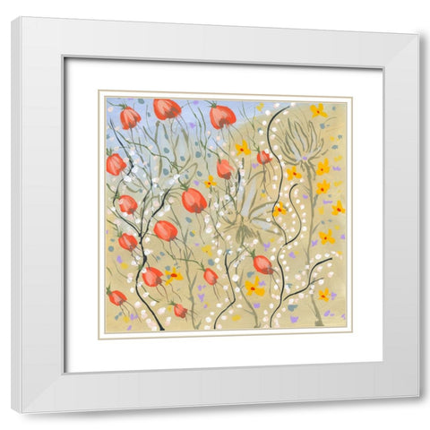Fashions Garden White Modern Wood Framed Art Print with Double Matting by Randy Noble Fine Art