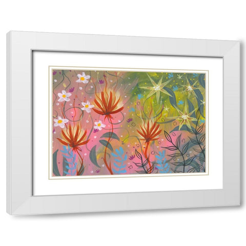 Garden Burst White Modern Wood Framed Art Print with Double Matting by Randy Noble Fine Art