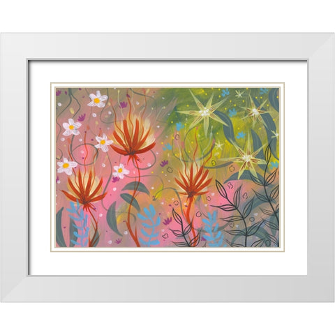 Garden Burst White Modern Wood Framed Art Print with Double Matting by Randy Noble Fine Art