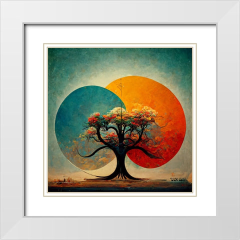A002 Tree Of Life White Modern Wood Framed Art Print with Double Matting by Heere, Ray