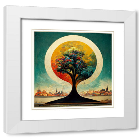 A003 Tree Of Life White Modern Wood Framed Art Print with Double Matting by Heere, Ray