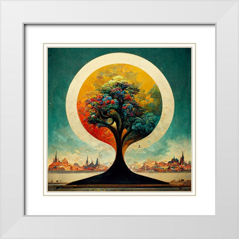 A003 Tree Of Life White Modern Wood Framed Art Print with Double Matting by Heere, Ray