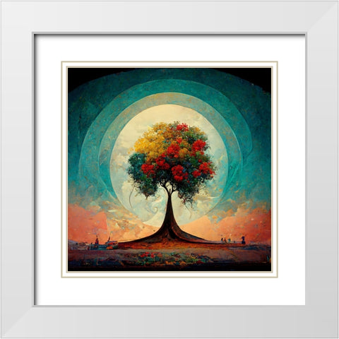 A008 Tree Of Life White Modern Wood Framed Art Print with Double Matting by Heere, Ray
