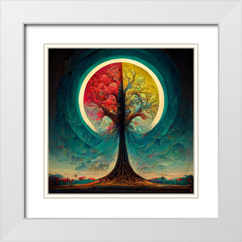 A009 Tree Of Life White Modern Wood Framed Art Print with Double Matting by Heere, Ray