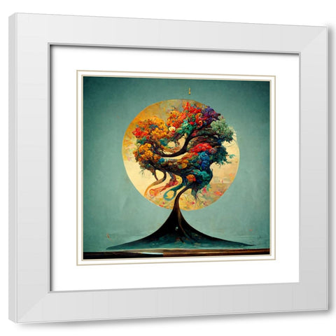 A010 Tree Of Life White Modern Wood Framed Art Print with Double Matting by Heere, Ray