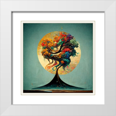 A010 Tree Of Life White Modern Wood Framed Art Print with Double Matting by Heere, Ray