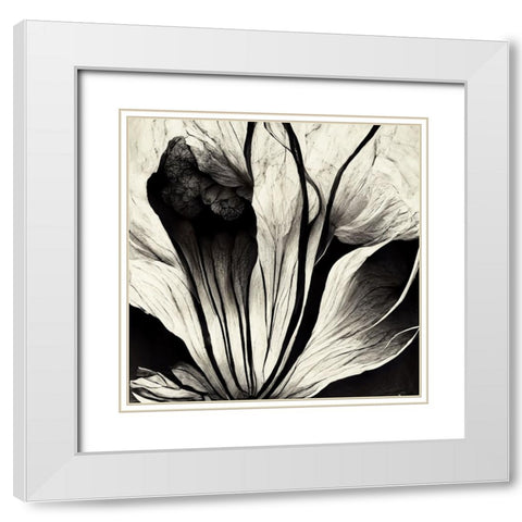 B003 Flowers Black White White Modern Wood Framed Art Print with Double Matting by Heere, Ray