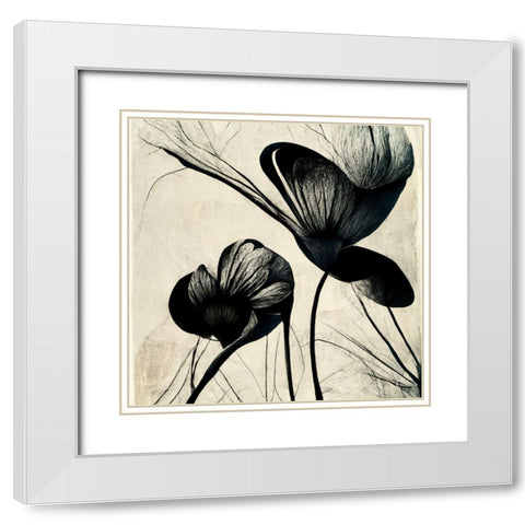 B004 Flowers Black White White Modern Wood Framed Art Print with Double Matting by Heere, Ray