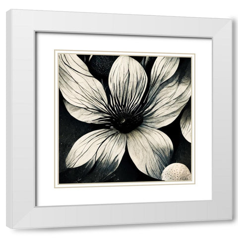 B005 Flowers Black White White Modern Wood Framed Art Print with Double Matting by Heere, Ray