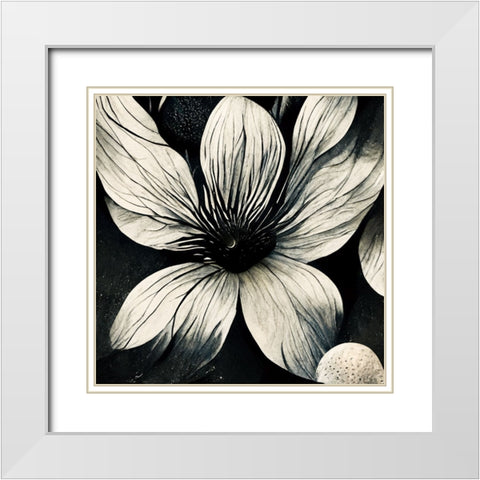 B005 Flowers Black White White Modern Wood Framed Art Print with Double Matting by Heere, Ray