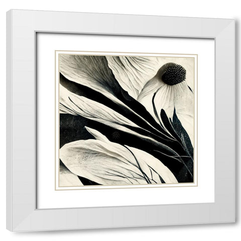 B007 Flowers Black White White Modern Wood Framed Art Print with Double Matting by Heere, Ray