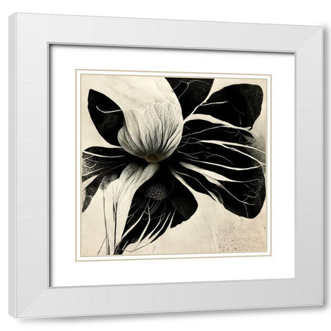 B008 Flowers Black White White Modern Wood Framed Art Print with Double Matting by Heere, Ray