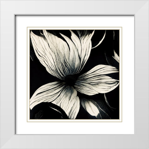 B010 Flowers Black White White Modern Wood Framed Art Print with Double Matting by Heere, Ray