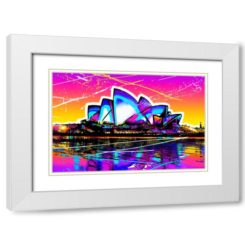 C002 Colorful Cityview Sidney Opera House White Modern Wood Framed Art Print with Double Matting by Heere, Ray