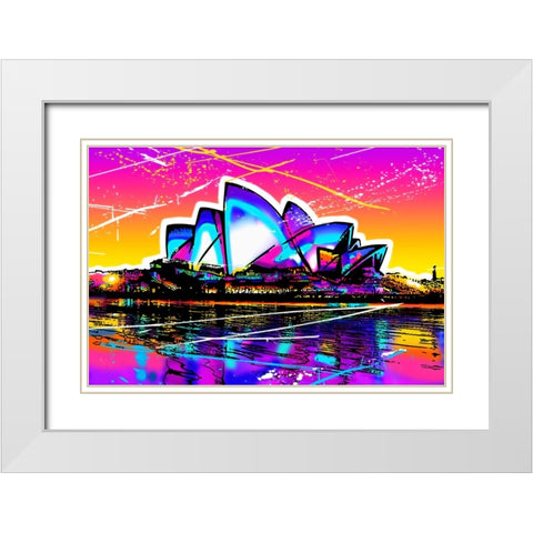 C002 Colorful Cityview Sidney Opera House White Modern Wood Framed Art Print with Double Matting by Heere, Ray