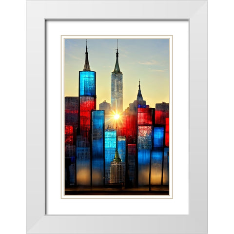 E001 New York White Modern Wood Framed Art Print with Double Matting by Heere, Ray