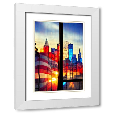 E002 New York White Modern Wood Framed Art Print with Double Matting by Heere, Ray