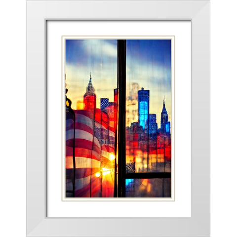 E002 New York White Modern Wood Framed Art Print with Double Matting by Heere, Ray