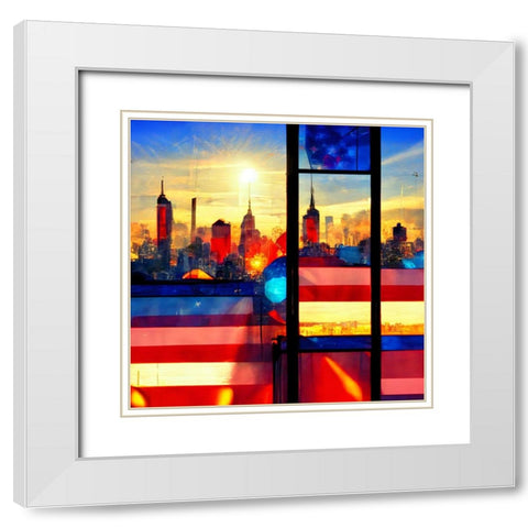 E006 New York White Modern Wood Framed Art Print with Double Matting by Heere, Ray
