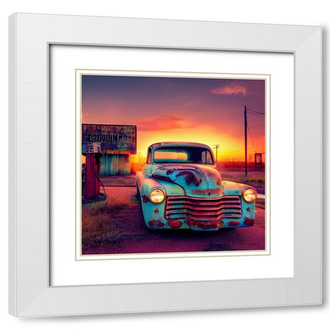 F002 Route 66 White Modern Wood Framed Art Print with Double Matting by Heere, Ray