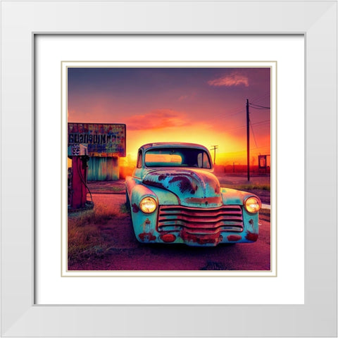 F002 Route 66 White Modern Wood Framed Art Print with Double Matting by Heere, Ray
