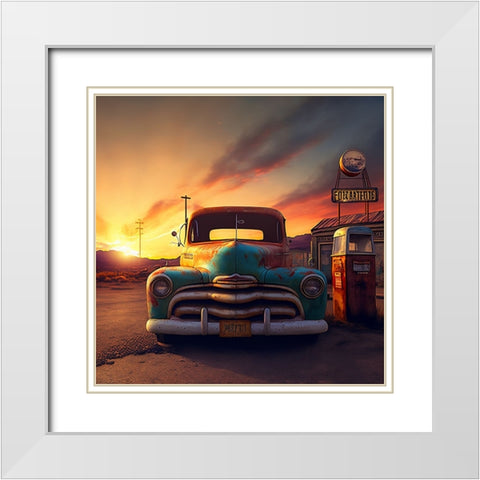 F003 Route 66 White Modern Wood Framed Art Print with Double Matting by Heere, Ray