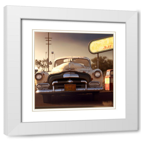 F004 Route 66 White Modern Wood Framed Art Print with Double Matting by Heere, Ray