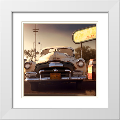 F004 Route 66 White Modern Wood Framed Art Print with Double Matting by Heere, Ray