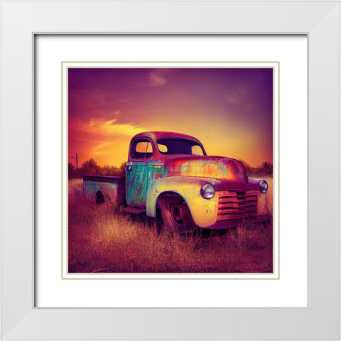 F005 Route 66 White Modern Wood Framed Art Print with Double Matting by Heere, Ray
