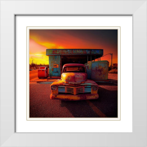 F006 Route 66 White Modern Wood Framed Art Print with Double Matting by Heere, Ray