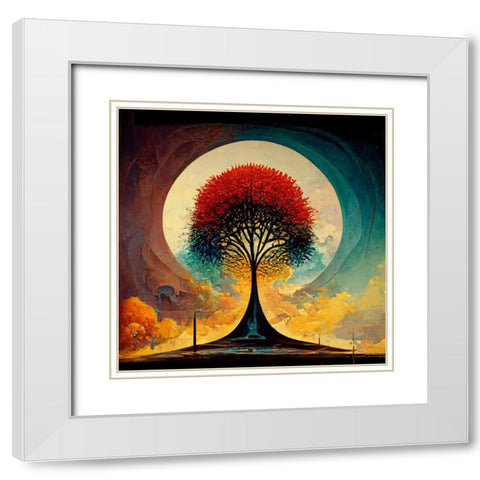 A011 Tree Of Life White Modern Wood Framed Art Print with Double Matting by Heere, Ray