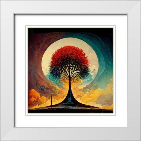 A011 Tree Of Life White Modern Wood Framed Art Print with Double Matting by Heere, Ray