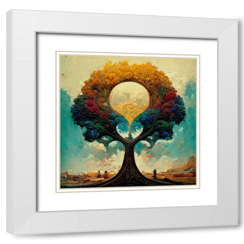 A012 Tree Of Life White Modern Wood Framed Art Print with Double Matting by Heere, Ray