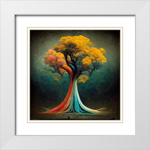 A013 Tree Of Life White Modern Wood Framed Art Print with Double Matting by Heere, Ray